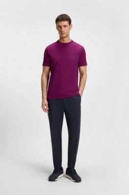 Camiseta de algod&oacute;n el&aacute;stico con detalle de logo, Rosa oscuro