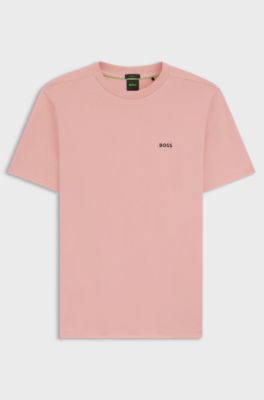 T-shirt in cotone elasticizzato con logo, Rosa chiaro