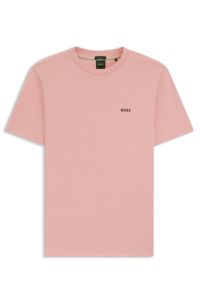 Stretch-cotton T-shirt with logo detail, light pink