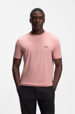 T-shirt in cotone elasticizzato con logo, Rosa chiaro