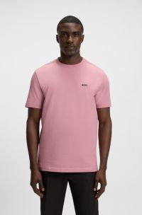 Regular-fit T-shirt in stretch cotton with contrast logo, light pink
