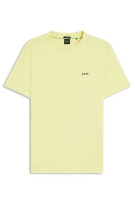 Stretch-cotton T-shirt with logo detail, Light Yellow