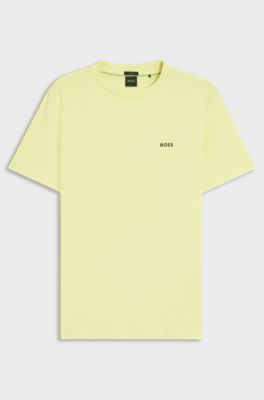 Stretch-cotton T-shirt with logo detail, Light Yellow