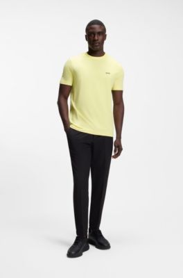 Stretch-cotton T-shirt with logo detail, Light Yellow