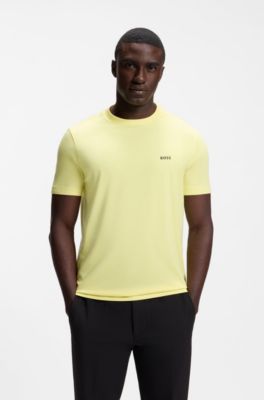 Stretch-cotton T-shirt with contrast logo, Light Yellow