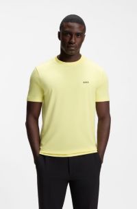 Stretch-cotton T-shirt with logo detail, Light Yellow