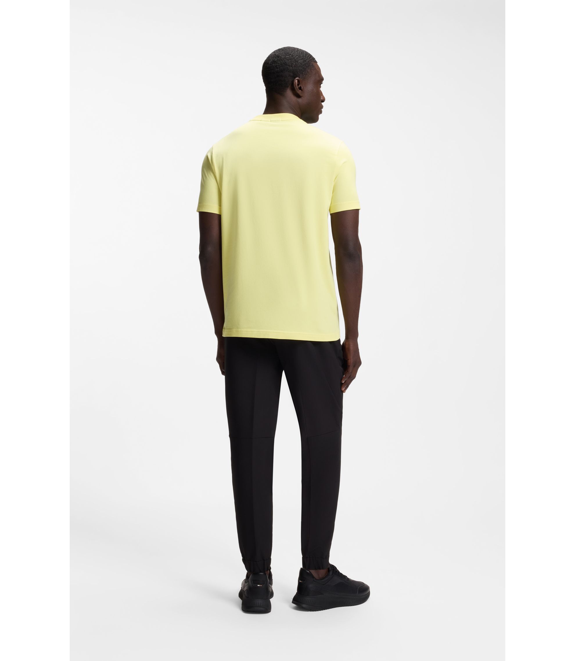 BOSS - ストレッチコットン Tシャツ ロゴディテール - ライトイエロー