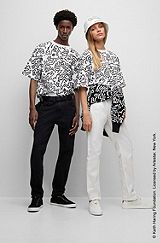 BOSS x Keith Haring T-shirt no-gender in jersey di cotone con grafica, Bianco