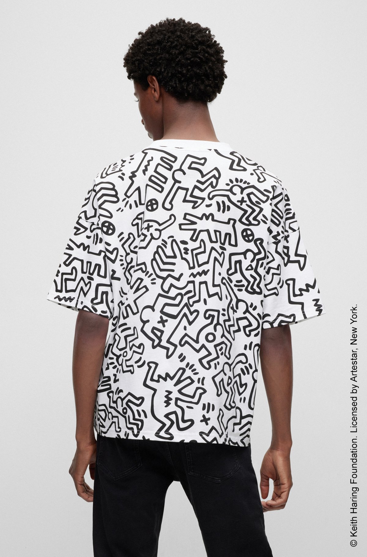 BOSS x Keith Haring gender-neutral graphic T-shirt in cotton jersey, White