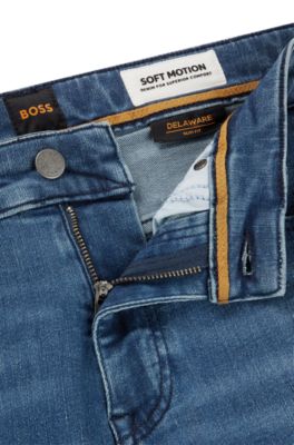 BOSS - Slim-Fit Jeans aus blauem Super-Stretch-Denim 
