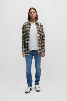 BOSS - Slim-Fit Jeans aus blauem Super-Stretch-Denim 