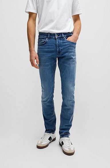 Slim-Fit Jeans aus blauem Super-Stretch-Denim, Blau