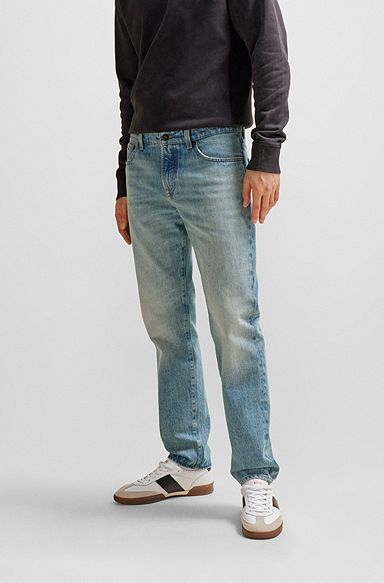 Regular-fit jeans in blue rigid denim, L