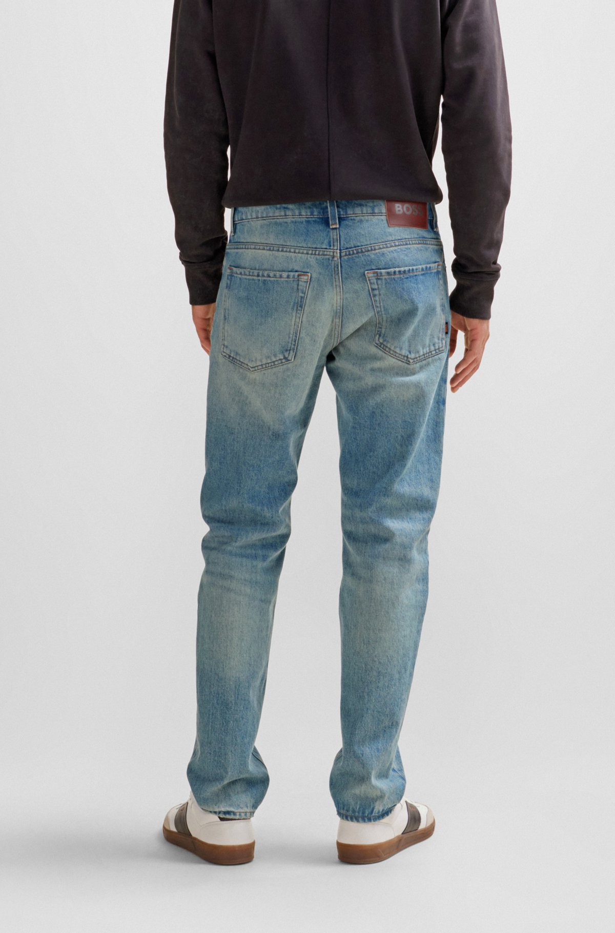 Regular-fit jeans van stevig blauw denim, Lichtblauw