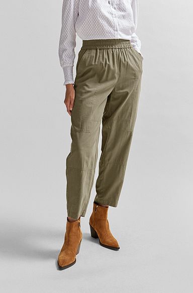 Regular-fit trousers with a tapered leg, Light Grey