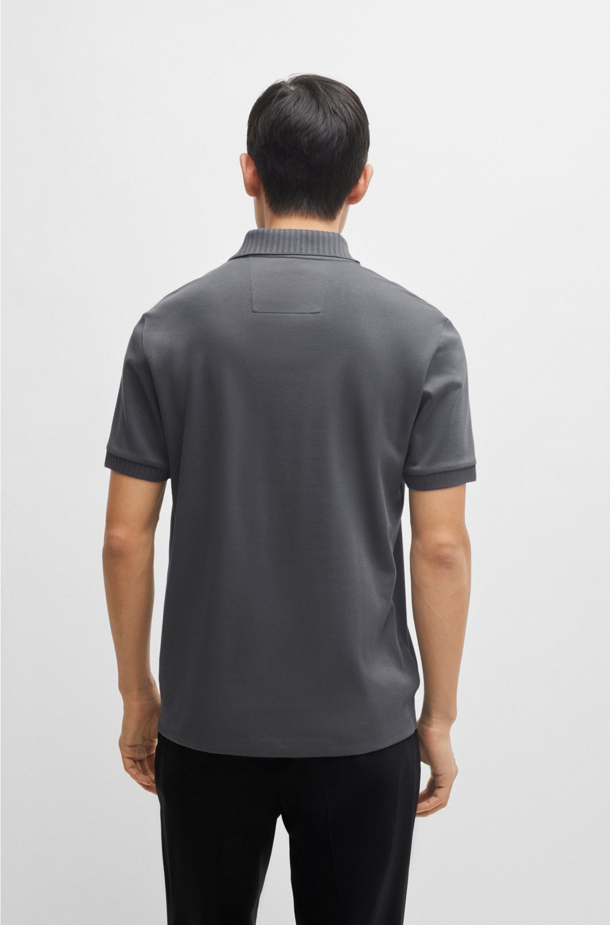 Cotton-blend polo shirt with moisture management, Grey