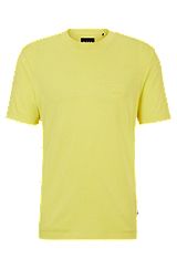 T-shirt regular fit in misto cotone con logo goffrato, Giallo