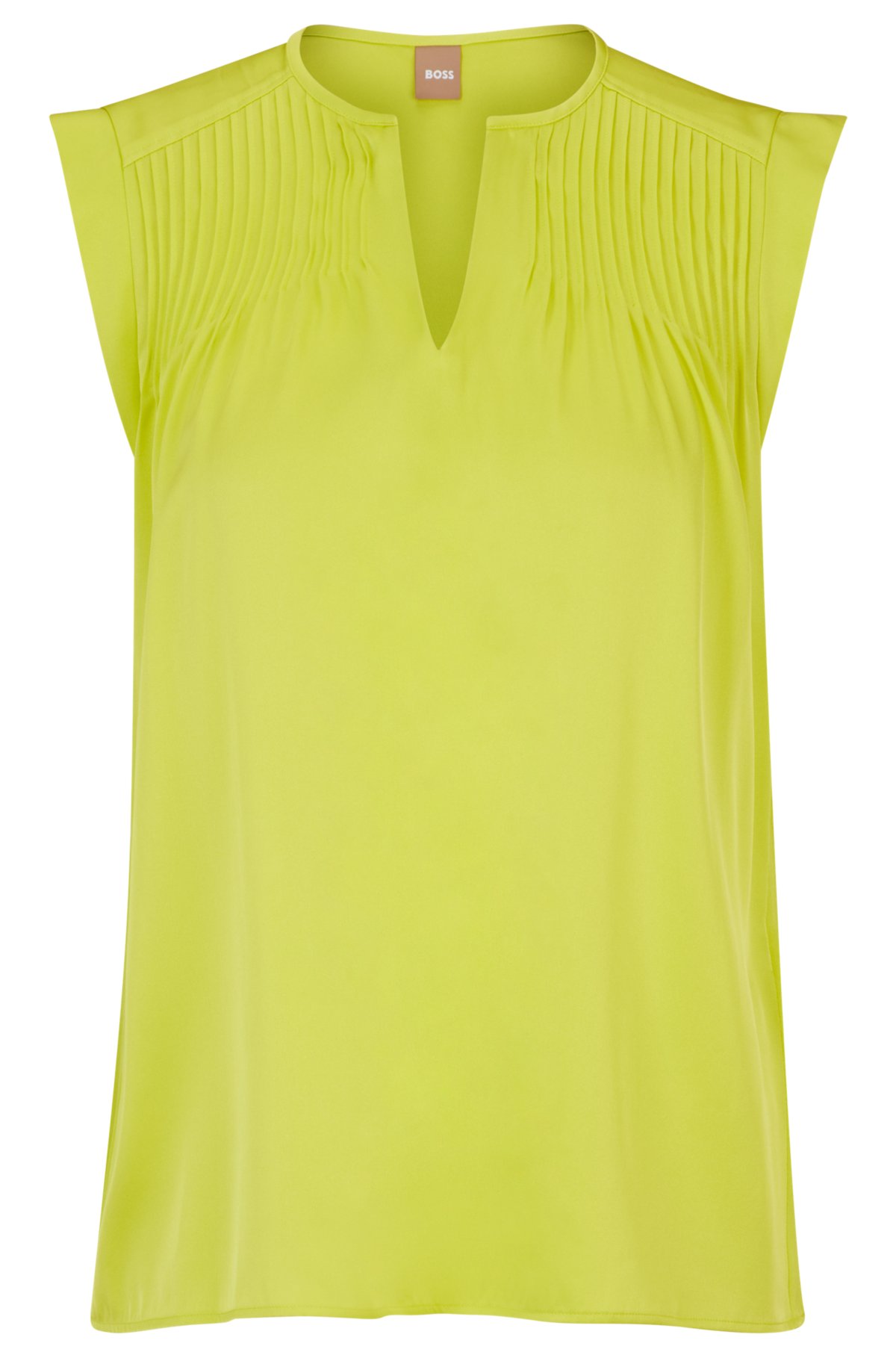 Relaxed-fit tailored blouse in stretch silk, Yellow