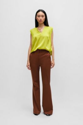Relaxed-fit tailored blouse in stretch silk, Yellow