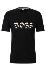 Cotton-jersey T-shirt with logo in signature colours, Black