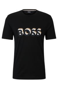 BOSS - Cotton-jersey T-shirt with logo in signature colours