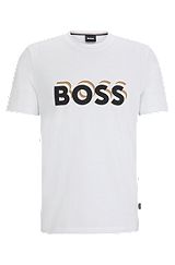 Cotton-jersey T-shirt with logo in signature colours, White
