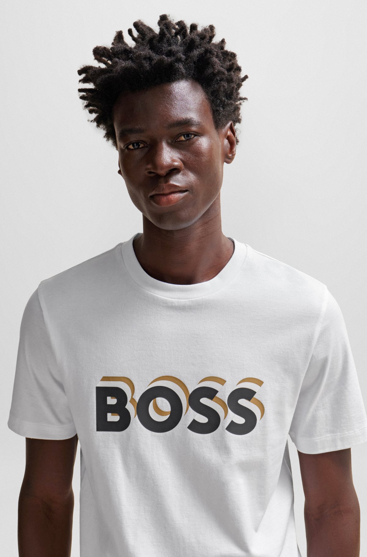 BOSS - コットンジャージー Tシャツ シグネチャーカラーロゴ