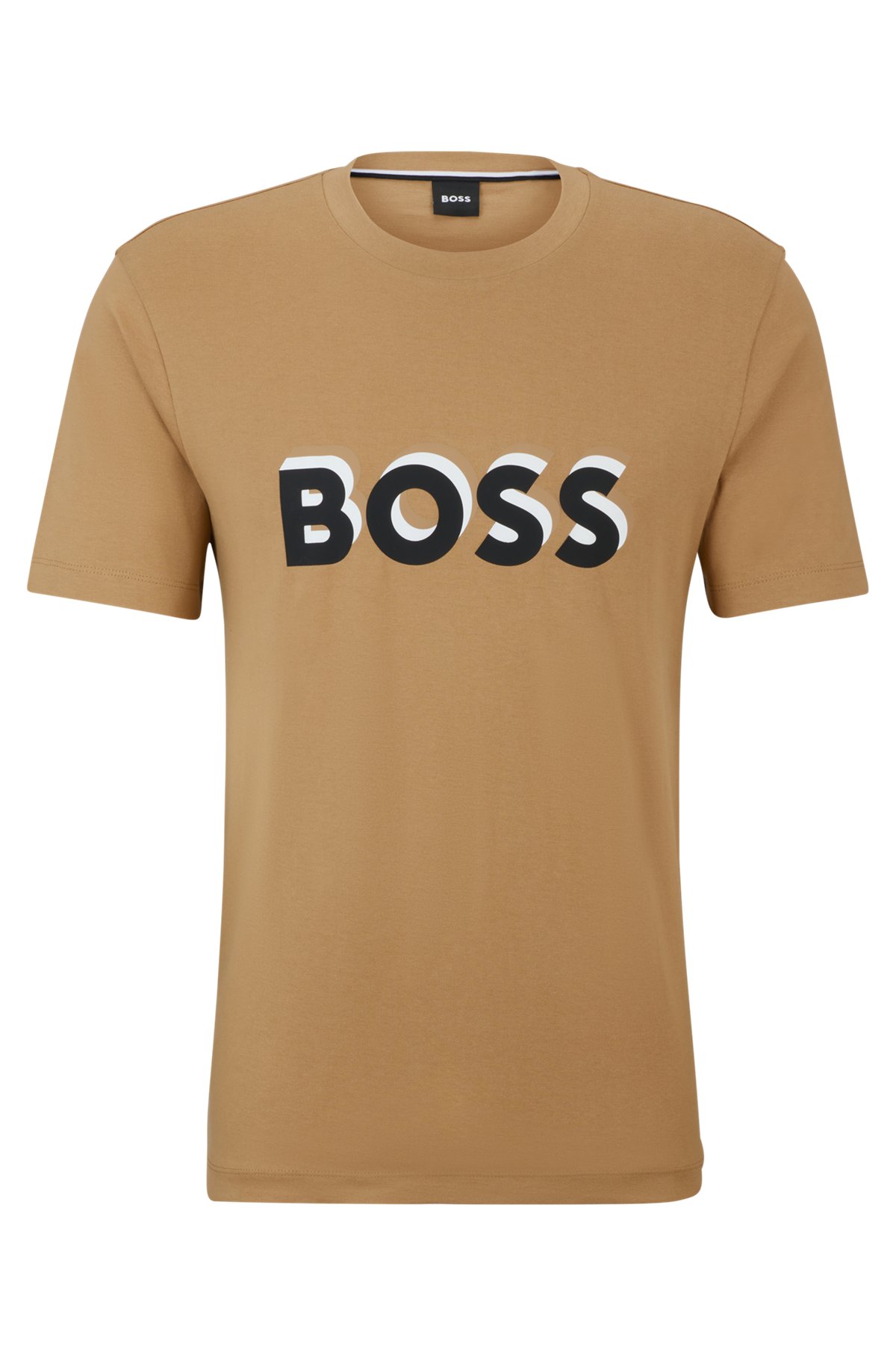 BOSS - Cotton-jersey T-shirt with logo in signature colours