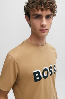 BOSS Cottonjersey Tshirt with logo in signature colours