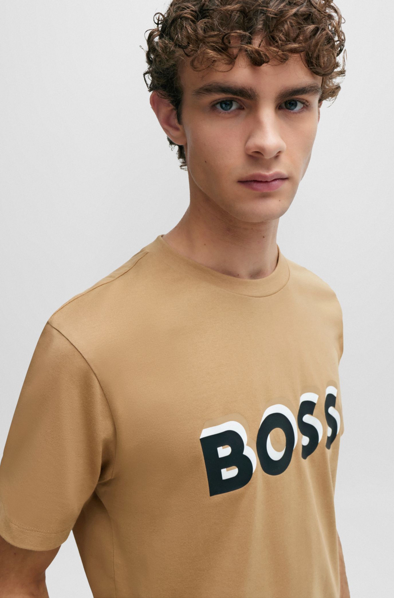 BOSS - コットンジャージー Tシャツ シグネチャーカラーロゴ