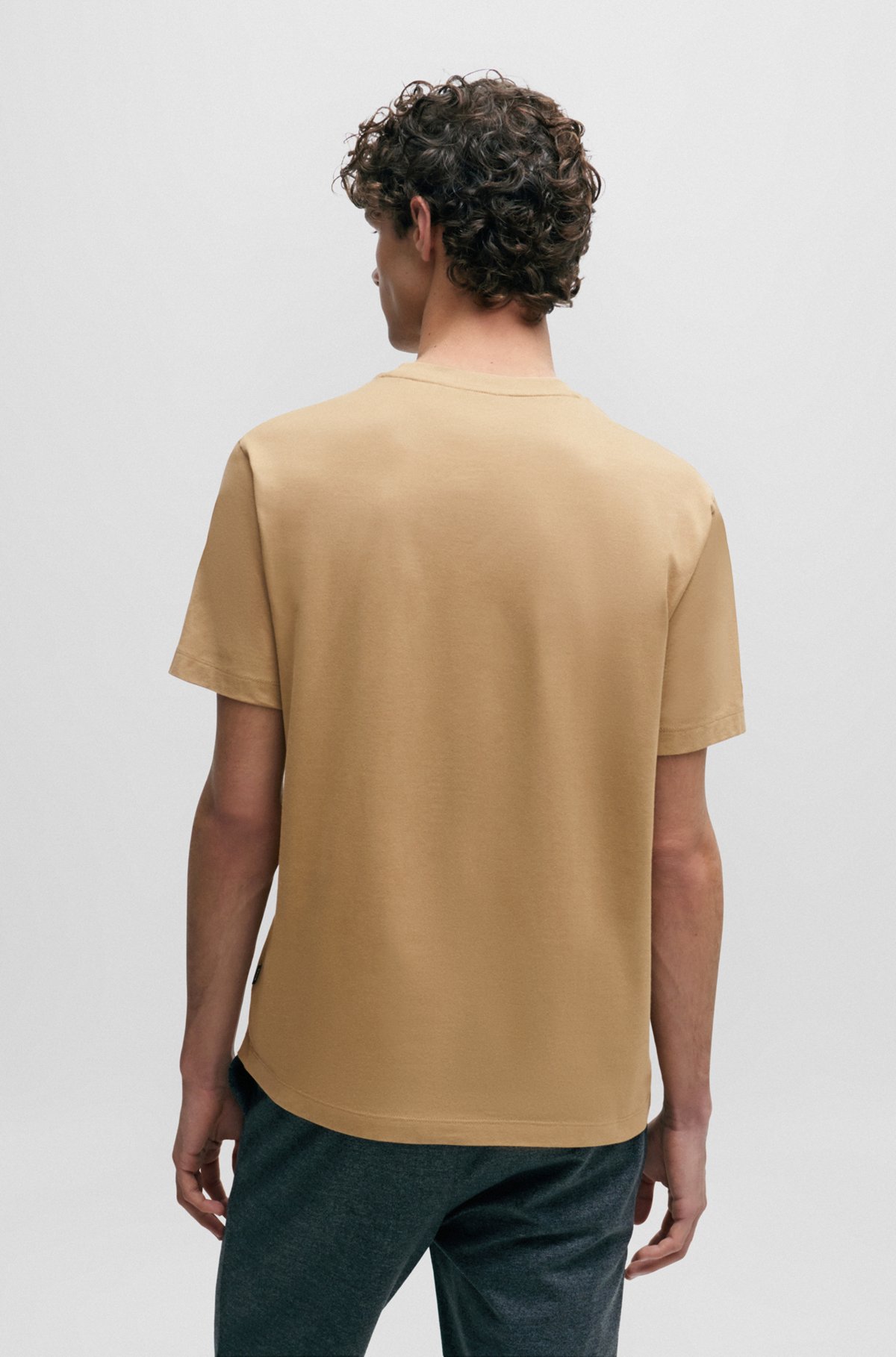 Cotton-jersey T-shirt with logo in signature colours, Beige