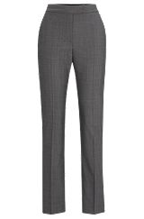 Slim-fit trousers in Italian virgin-wool sharkskin, Dark Grey