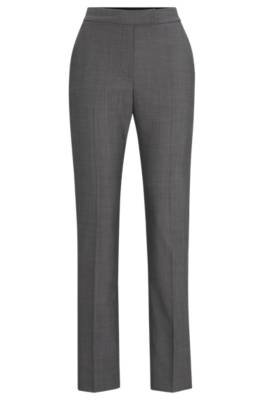 Hugo Boss Slim-fit Trousers In Italian Virgin-wool Sharkskin In Black