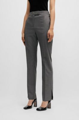 BOSS - Slim-fit trousers in Italian virgin-wool sharkskin