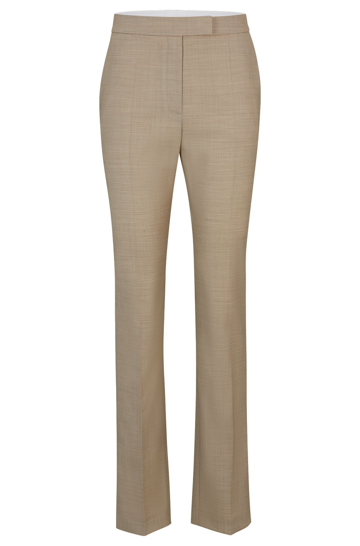 Pantalones slim fit con estructura de piel de tiburón de lana virgen italiana, Beige claro