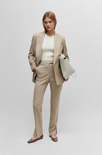 Beige Blazer Trouser Suit for Women, Business Casual Outfit, Beige