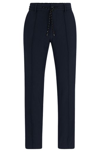 Slim-fit trousers in bi-stretch fabric, Dark Blue