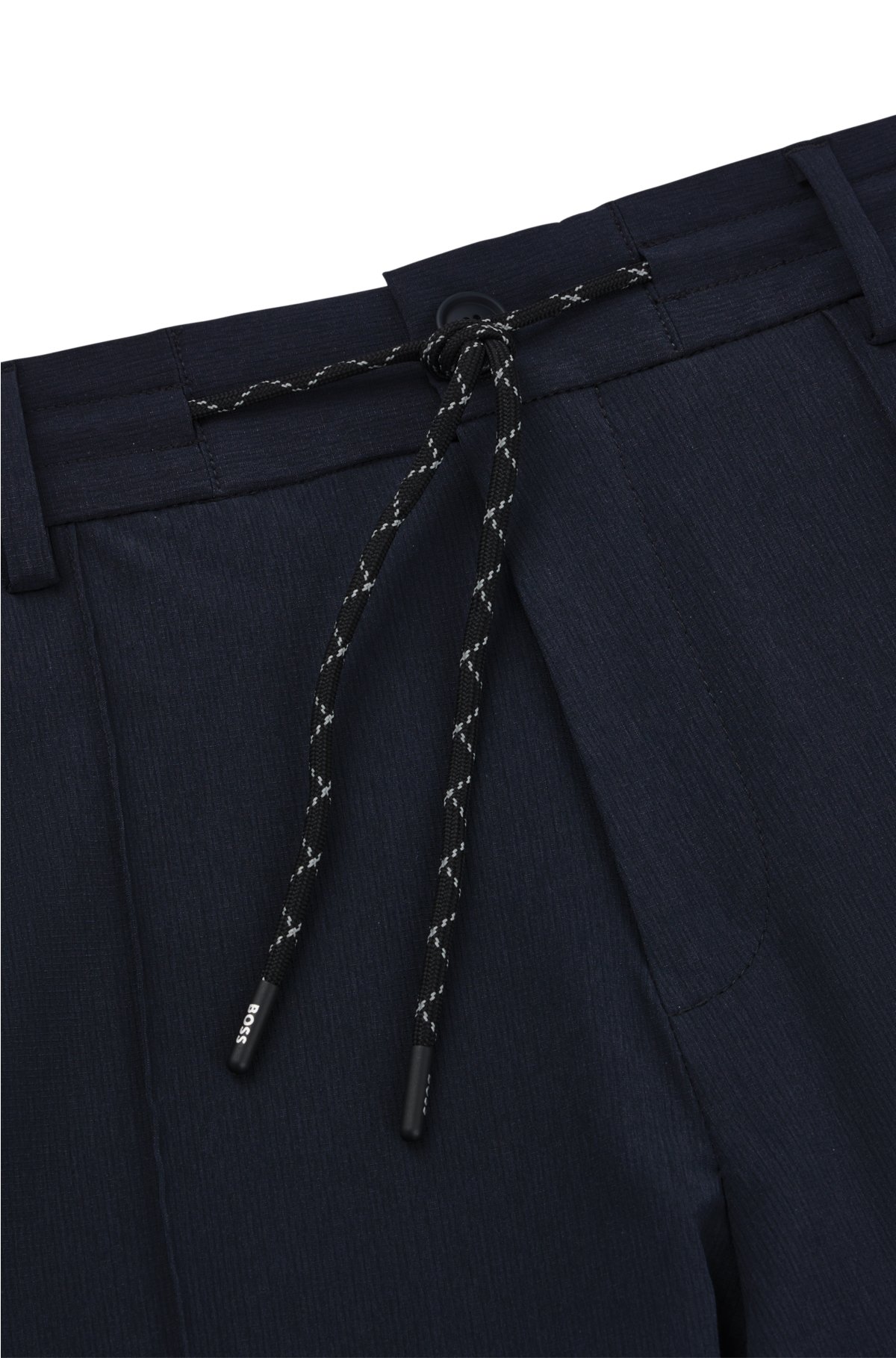 Slim-fit trousers in bi-stretch fabric, Dark Blue