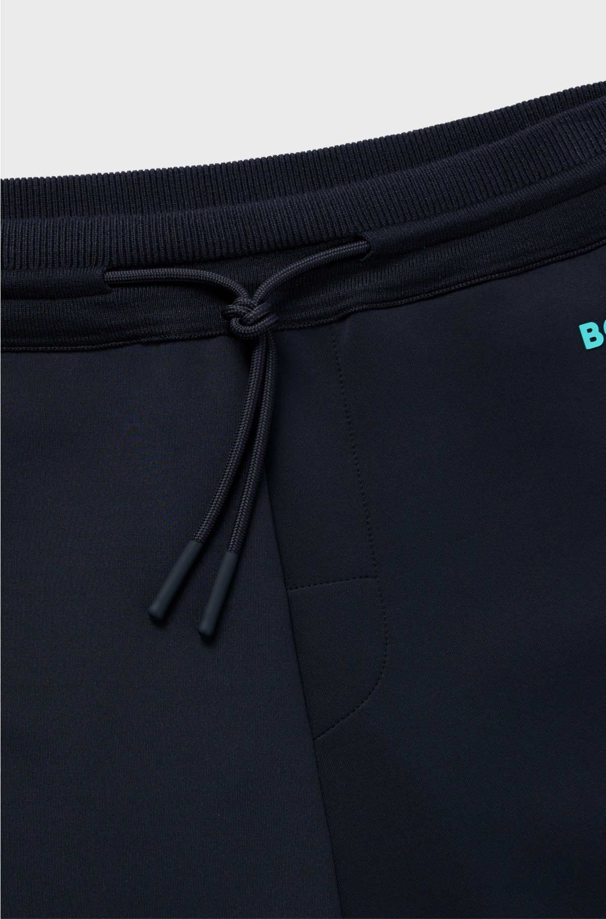 Regular-fit shorts with contrasting logo print, Dark Blue