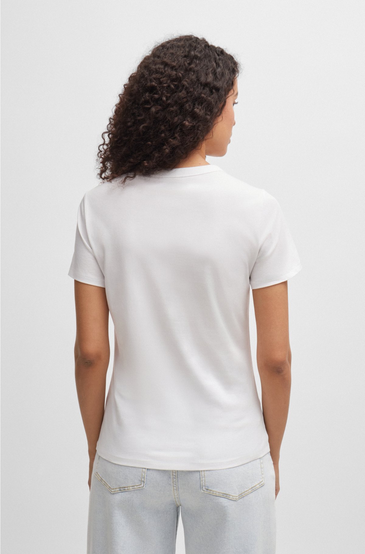 Regular-fit T-shirt in pure cotton with seasonal print, White