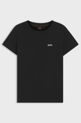 Cotton T-shirt with tonal chest logo, Black