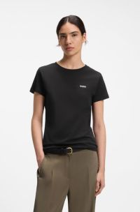 Cotton-jersey T-shirt with logo detail, Black