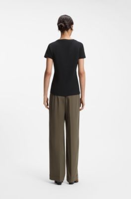 Cotton T-shirt with tonal chest logo, Black