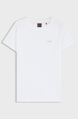 Cotton T-shirt with tonal chest logo, White