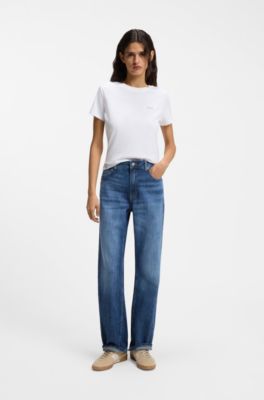 Cotton T-shirt with tonal chest logo, White