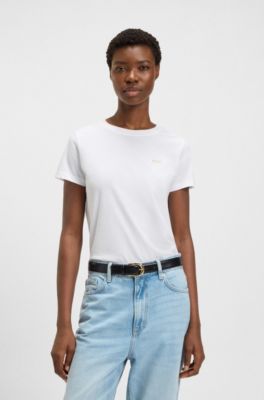 Cotton-jersey slim-fit T-shirt with tonal logo, White