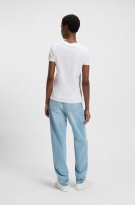 Cotton-jersey slim-fit T-shirt with tonal logo, White
