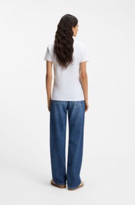 Cotton T-shirt with tonal chest logo, White