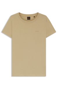 Cotton-jersey slim-fit T-shirt with tonal logo, Beige