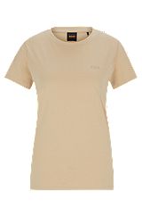 Cotton-jersey slim-fit T-shirt with logo detail, Beige